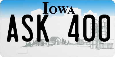 IA license plate ASK400