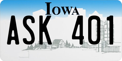 IA license plate ASK401