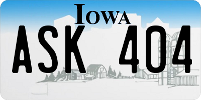 IA license plate ASK404