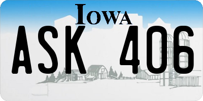 IA license plate ASK406