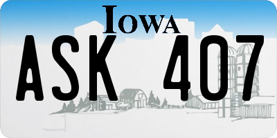 IA license plate ASK407