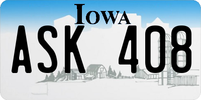 IA license plate ASK408