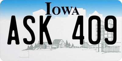 IA license plate ASK409