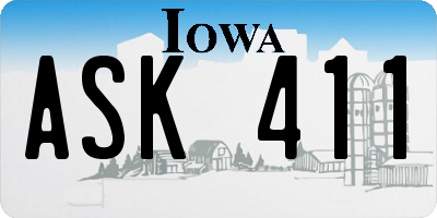 IA license plate ASK411