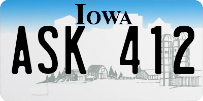IA license plate ASK412