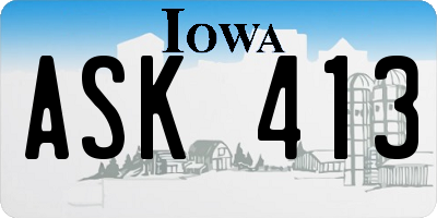 IA license plate ASK413