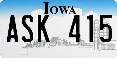 IA license plate ASK415