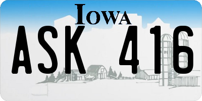 IA license plate ASK416