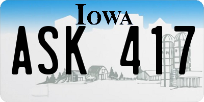 IA license plate ASK417