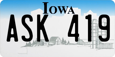 IA license plate ASK419