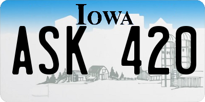 IA license plate ASK420