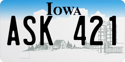 IA license plate ASK421