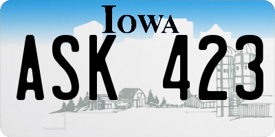 IA license plate ASK423