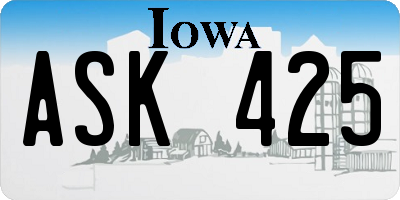 IA license plate ASK425