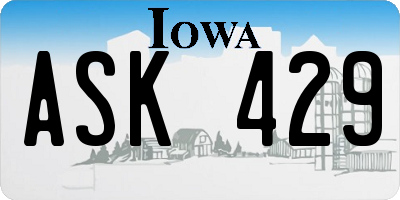 IA license plate ASK429