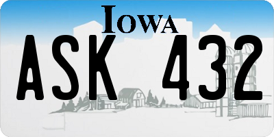 IA license plate ASK432