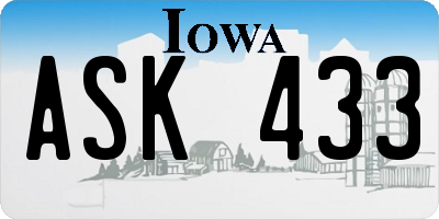 IA license plate ASK433