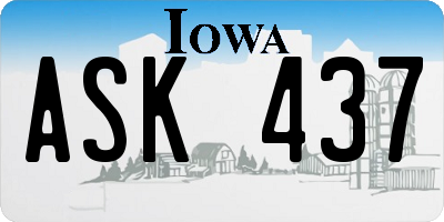 IA license plate ASK437