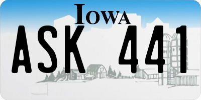 IA license plate ASK441