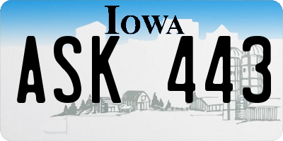 IA license plate ASK443
