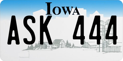 IA license plate ASK444
