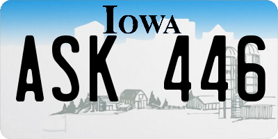 IA license plate ASK446