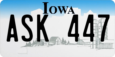 IA license plate ASK447