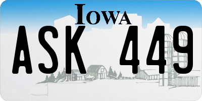 IA license plate ASK449