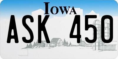 IA license plate ASK450