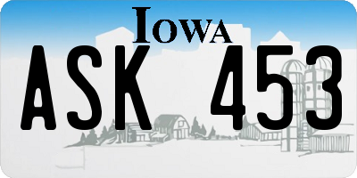 IA license plate ASK453