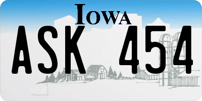 IA license plate ASK454