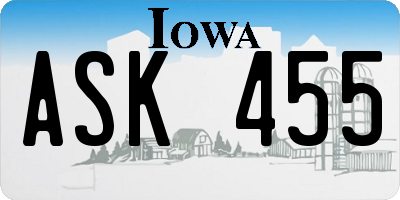 IA license plate ASK455