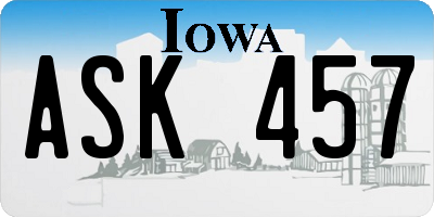 IA license plate ASK457