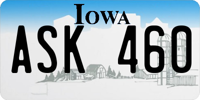 IA license plate ASK460