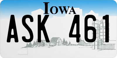 IA license plate ASK461