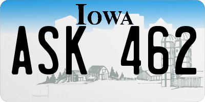 IA license plate ASK462