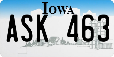 IA license plate ASK463