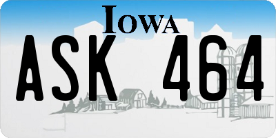 IA license plate ASK464