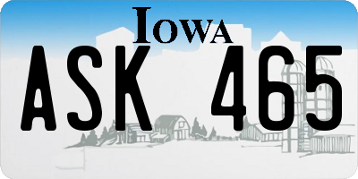 IA license plate ASK465