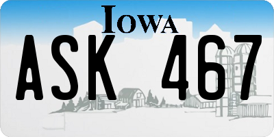 IA license plate ASK467
