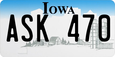 IA license plate ASK470