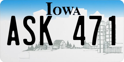 IA license plate ASK471