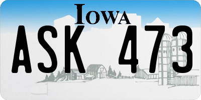 IA license plate ASK473