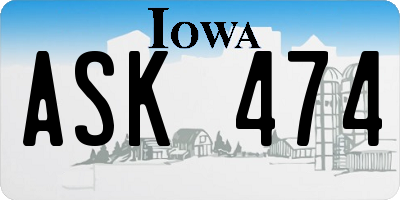 IA license plate ASK474