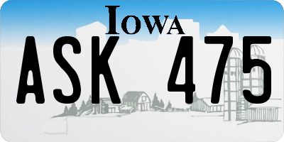 IA license plate ASK475