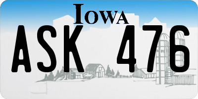 IA license plate ASK476