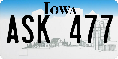 IA license plate ASK477