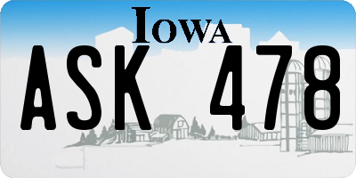 IA license plate ASK478