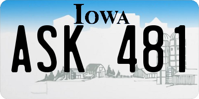 IA license plate ASK481