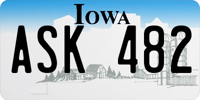 IA license plate ASK482